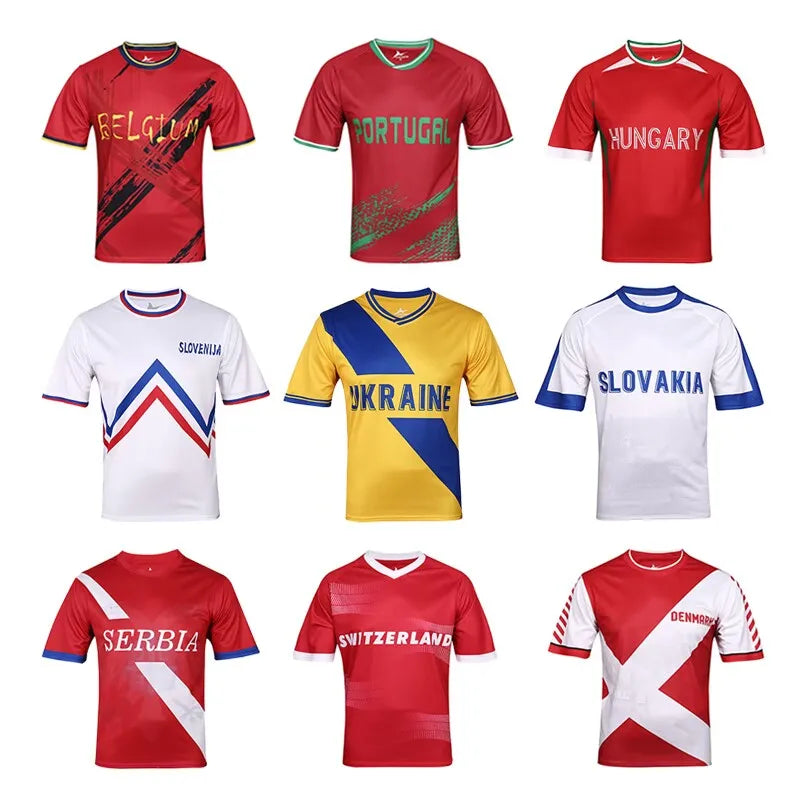 Top 24 of the European Soccer Jersey, Italy, France, Germany, Spain, Football Shirts Short Sleeve for Men, Quick drying