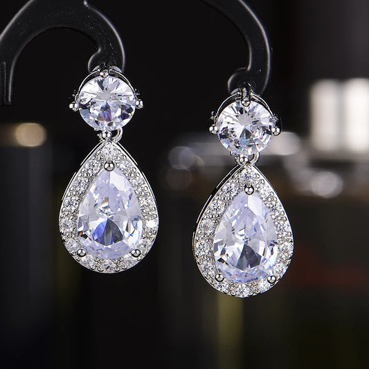 Sparkly Cubic Zirconia Clip on Earrings