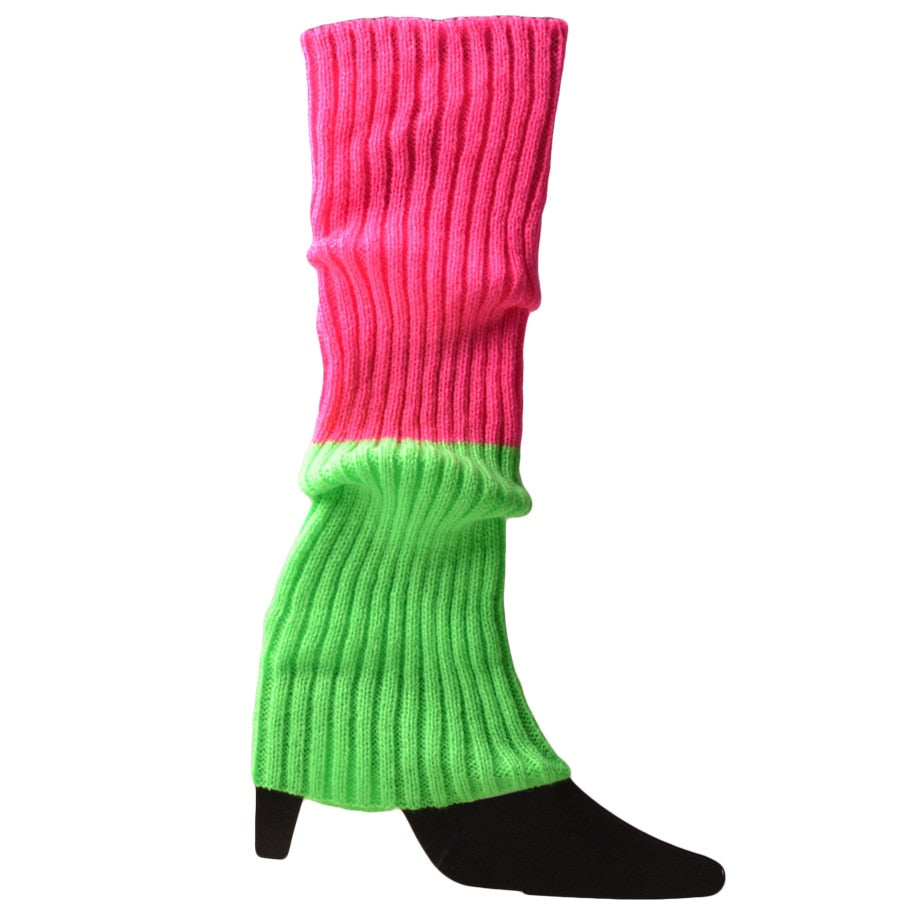 80s Neon Colored Knit Leg Warmers