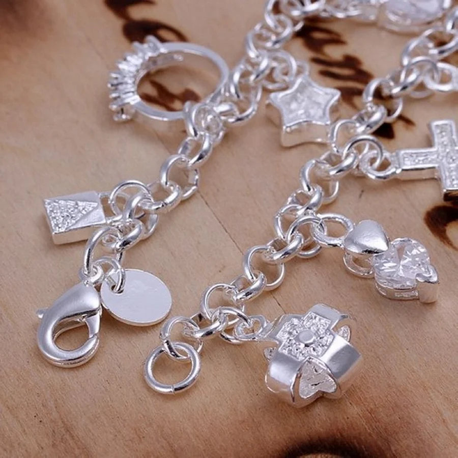 Charm 925 Sterling Silver Jewelry Fashion Bracelets Cute Women