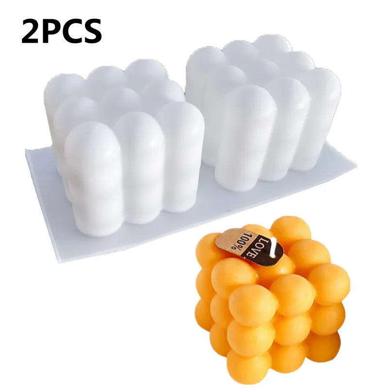 3D Bubble Cube Candle Silicone