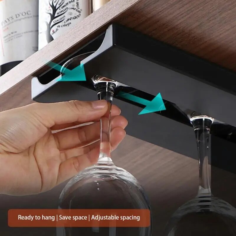 Wine Glass Rack Wall-mounted Multi-function Wine Glass Hanging Rack Family Kitchen