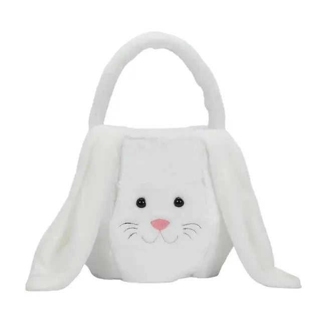 Bunny Storage Basket Large Capacity Portable Bunny Handbag Plush Easter Rabbit Storage Bag Candy Basket Household Supplies