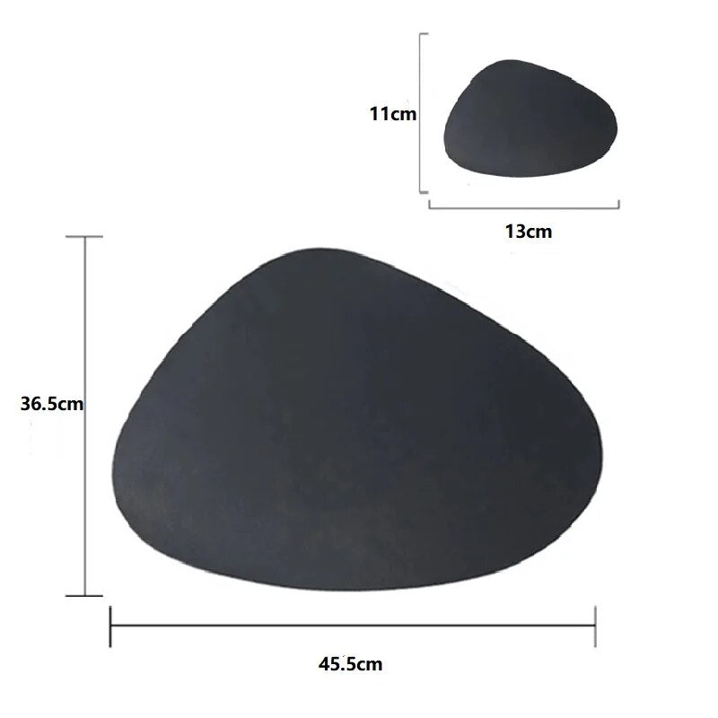 Irregular Shape PU Leather Placemats Set Oil-Proof Waterproof for Kitchen Tables Bistro Tables Bars Coffee Shops Hotels