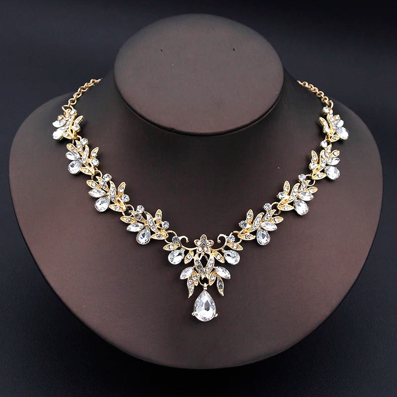 Elegant Fashion Necklace Sets for Women Dangle Earrings Princess Collar Two Piece Set