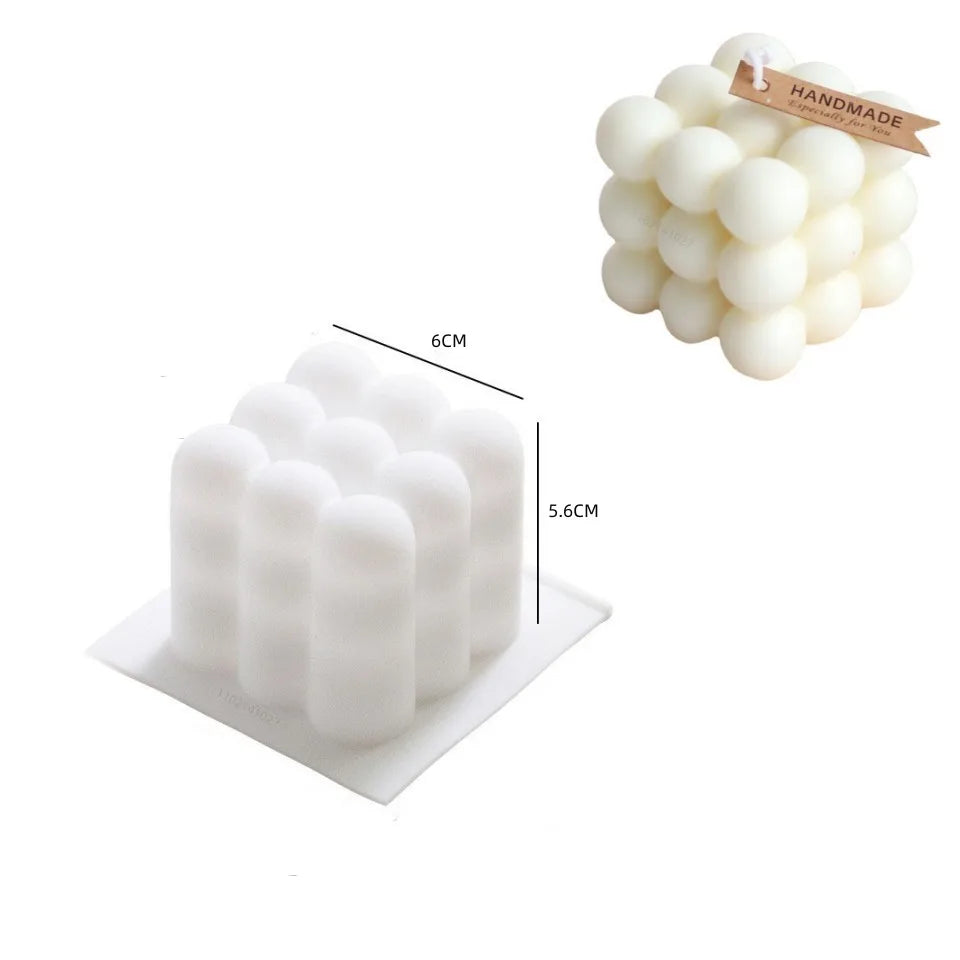 3D Bubble Cube Candle Silicone