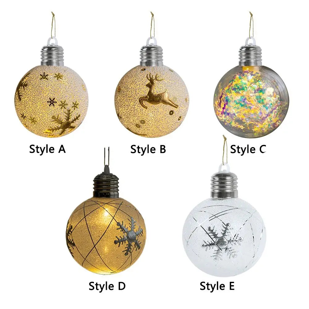 New Year Merry Christmas Xmas Tree Ornament Luminous Bulb Pendant Window Hanging Lights LED Light Christmas Ball Lights