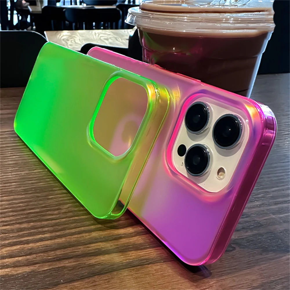 Luxury Colorful Laser Matte Clear Silicone Soft Case For iPhone 15 14 13 12 Pro Max Transparent Shockproof Protective Back Cover