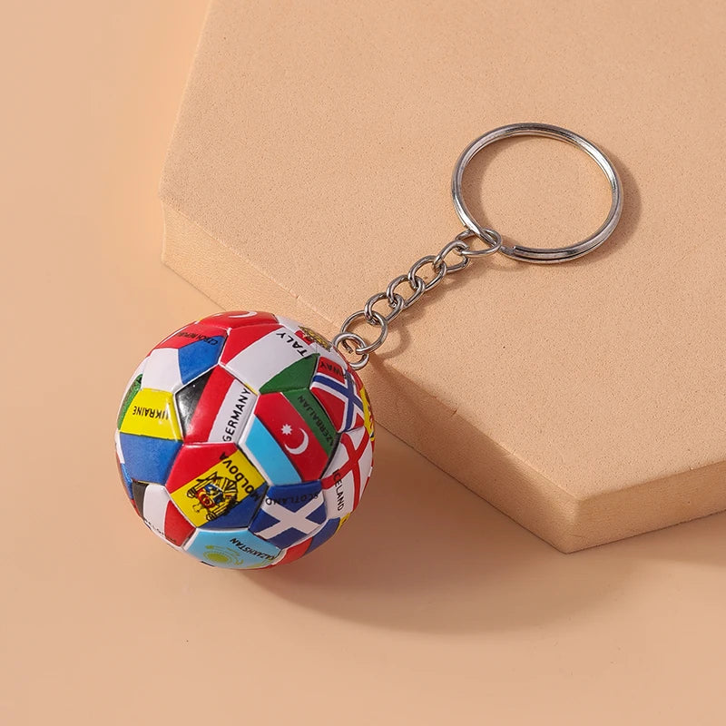 Aihua 1Pc 3D Simulation Sports Football Pendant Keychain Countries Ball Flag Key Chain For Fans Car Bag Backpack Accessories