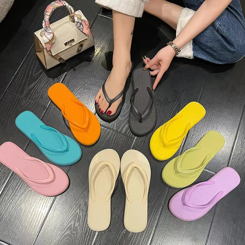 Solid Color Non-slip Leisure Couple Slippers Women Summer