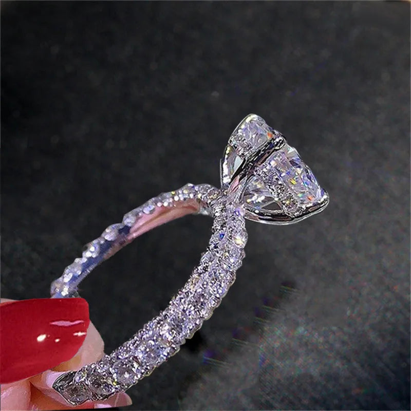 CC Trendy Jewelry Rings For Women Cubic Zirconia Charms Bridal Wedding Engagement White Gold