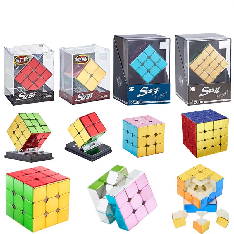 Magnetic Magic Cube Plating 3x3x3 4x4 2x2 Professional Speed Puzzle Toys 3x3 Accessories 3×3 4×4 2×2 Cubo Magico