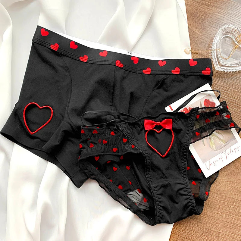 Heart Printed Couple Underwear