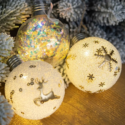 New Year Merry Christmas Xmas Tree Ornament Luminous Bulb Pendant Window Hanging Lights LED Light Christmas Ball Lights