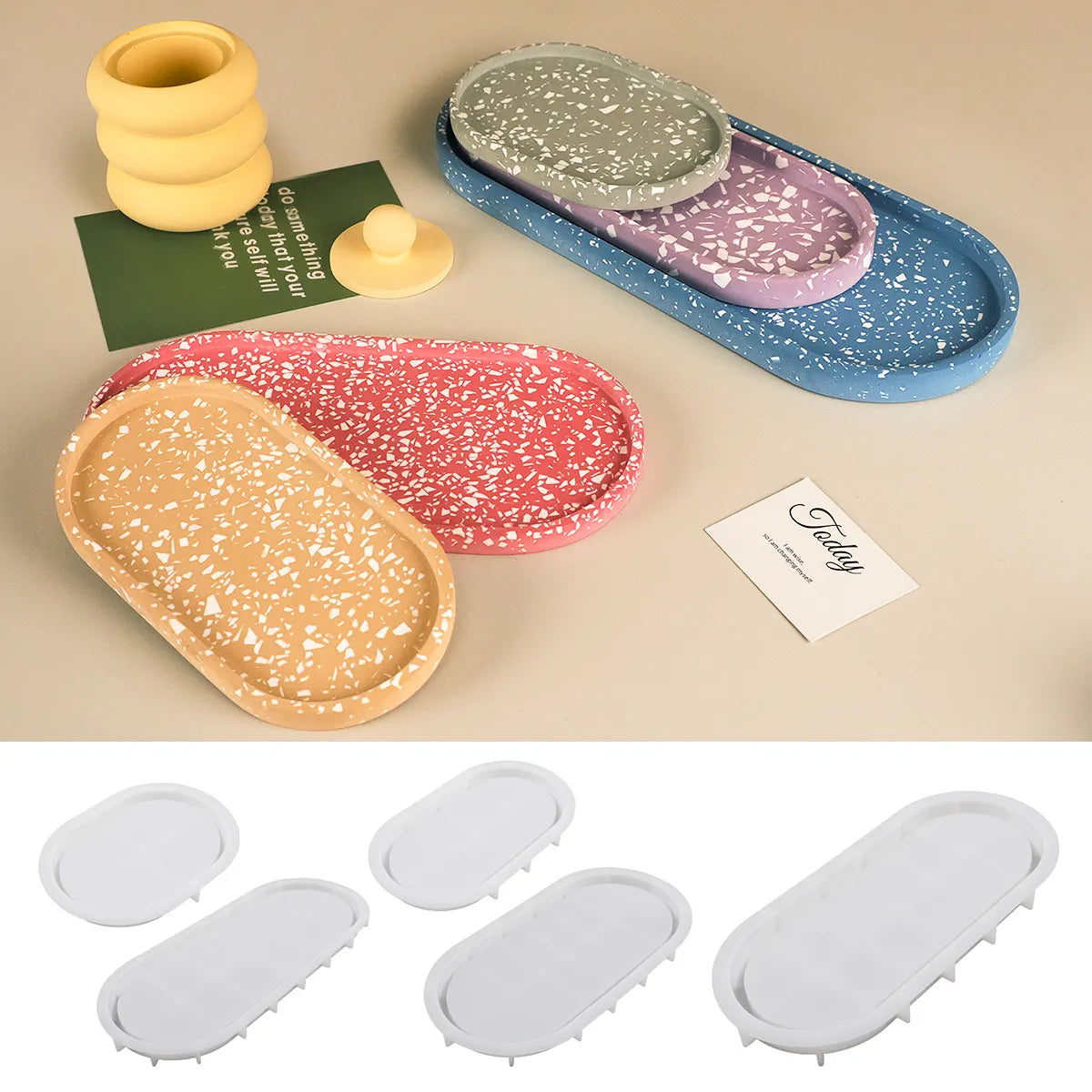 Oval Tray Cement Silicone Mold DIY