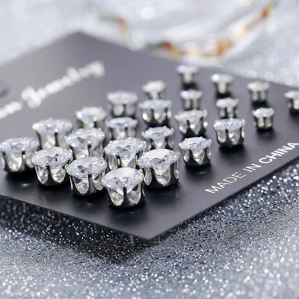 Mixed Size Cubic Zircon Earrings Set