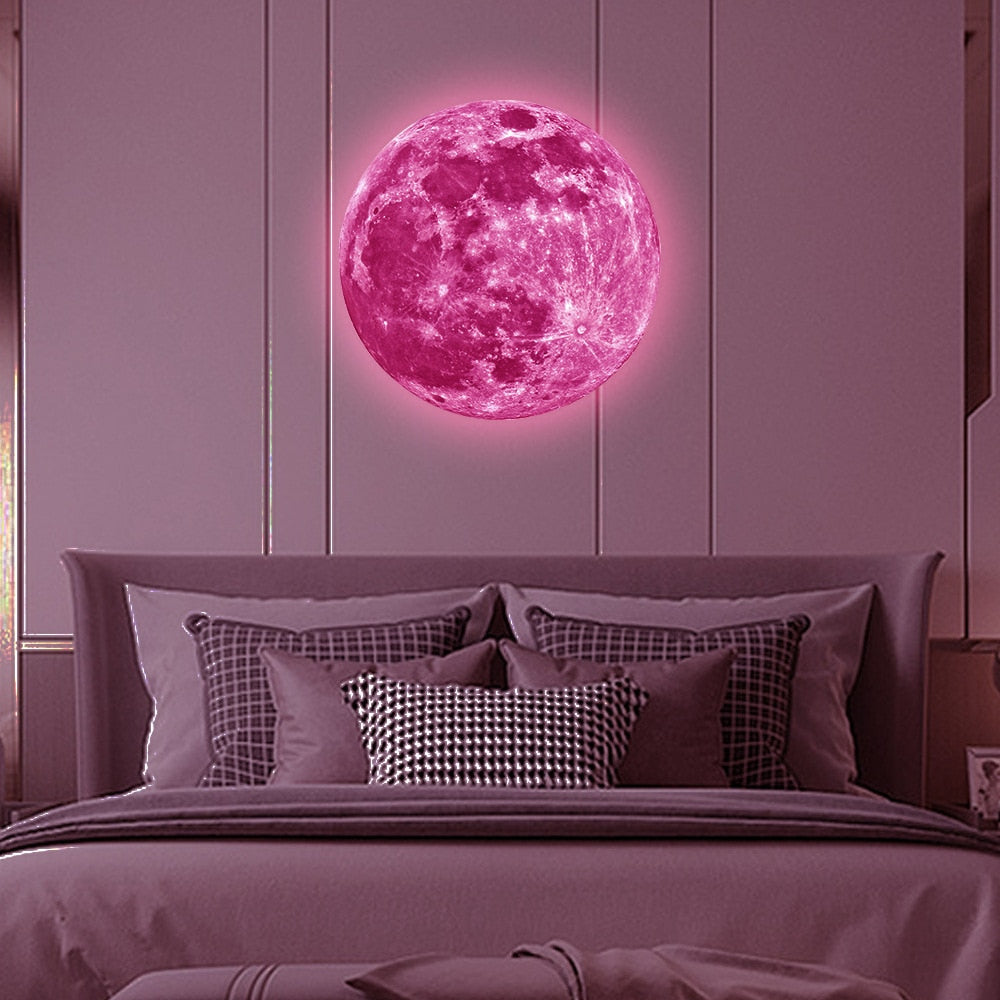 Aesthetic 3D Luminous Moon Wall Sticker