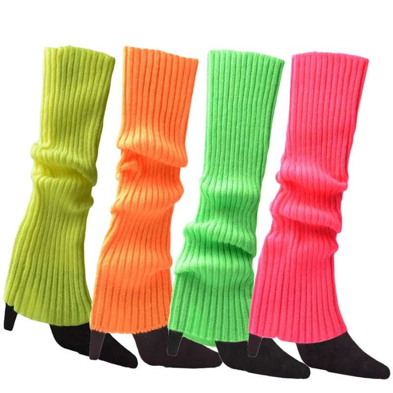 80s Neon Colored Knit Leg Warmers