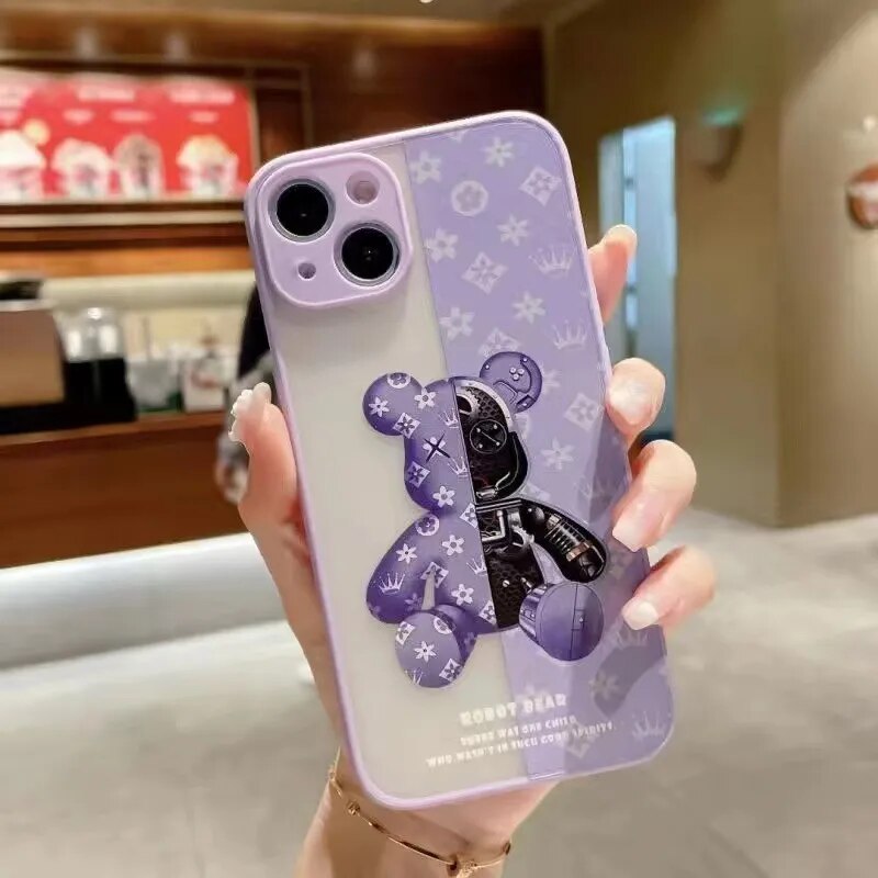 Painted Bear For Iphone 11 12 7 8 Plus Soft Cover Skin Frosted Phone Cases For Apple Iphone 13 Mini 14 Pro Xr Xs Max 13Pro 14Pro