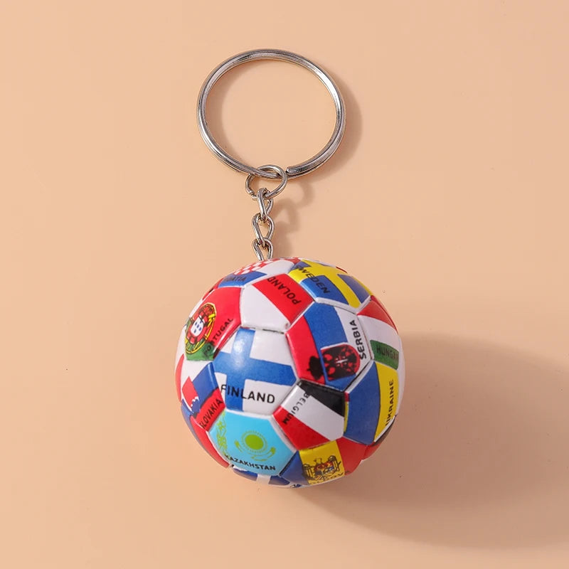 Aihua 1Pc 3D Simulation Sports Football Pendant Keychain Countries Ball Flag Key Chain For Fans Car Bag Backpack Accessories