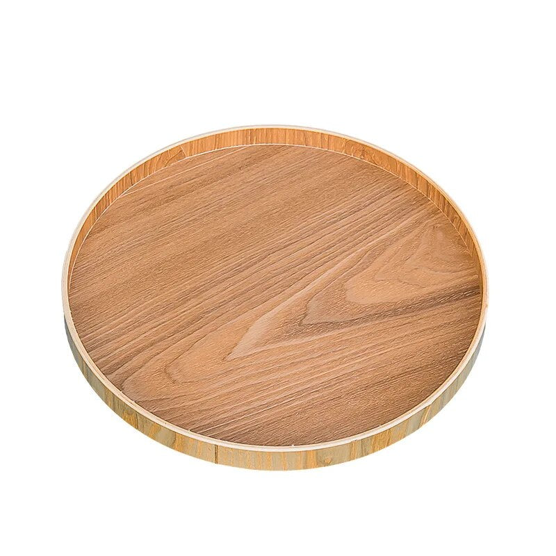 Japanese Style Round Tray Food Serving Plate Wood Snack Dessert Plate natural Tea Food Server Dishes Drink Platter waterproof