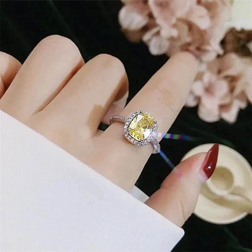 CC Trendy Jewelry Rings For Women Cubic Zirconia Charms Bridal Wedding Engagement White Gold