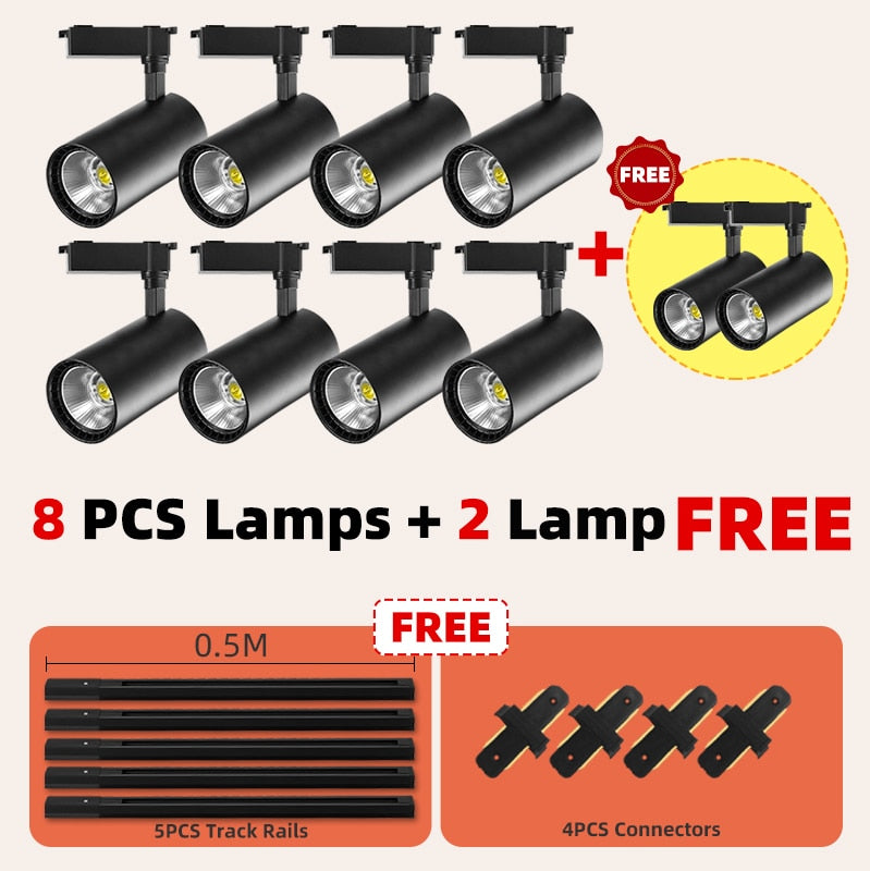 LED Track Light Set Rail Spot Led Light Spotlight Ceiling Lamp Rail Lighting Ceiling Spots Fixture Track Home Living Room Store