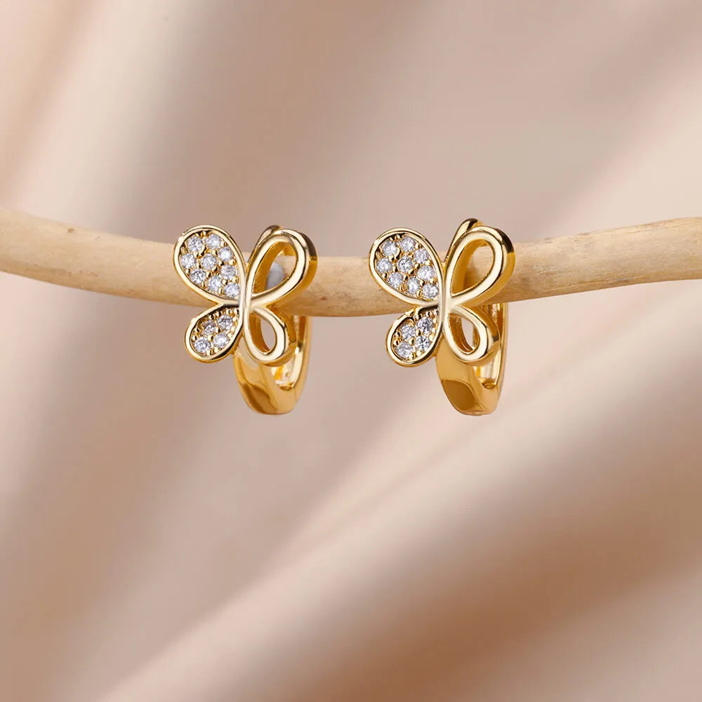 Stainless Steel Rabbit Butterfly Earrings for Women Gold Color