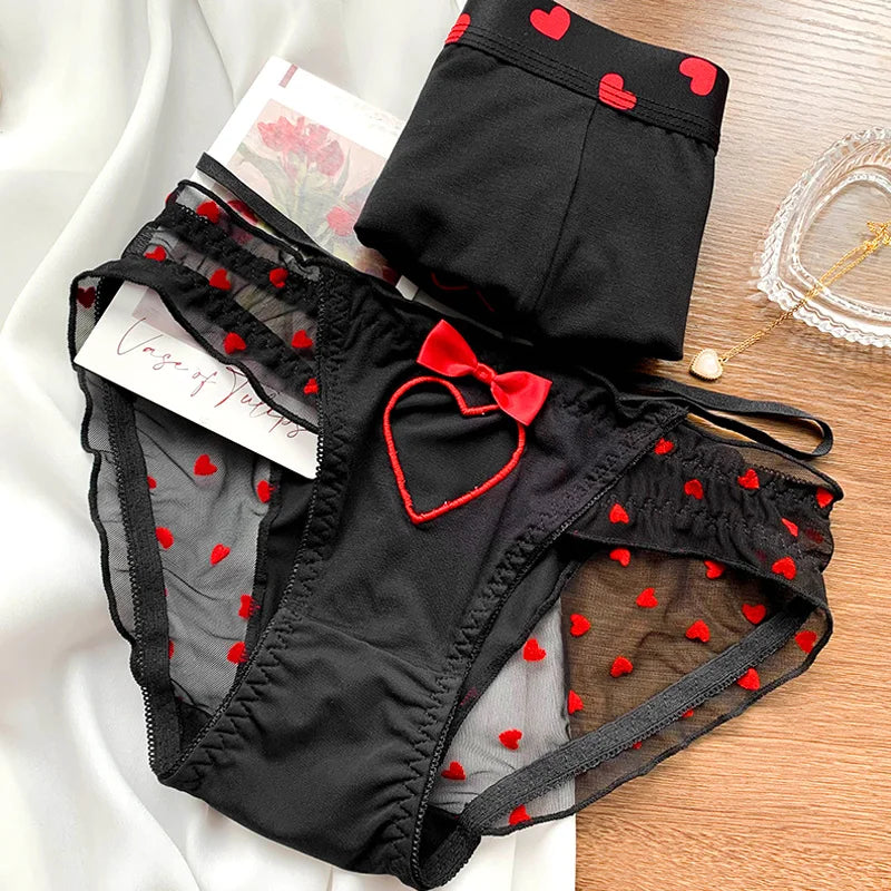 Heart Printed Couple Underwear