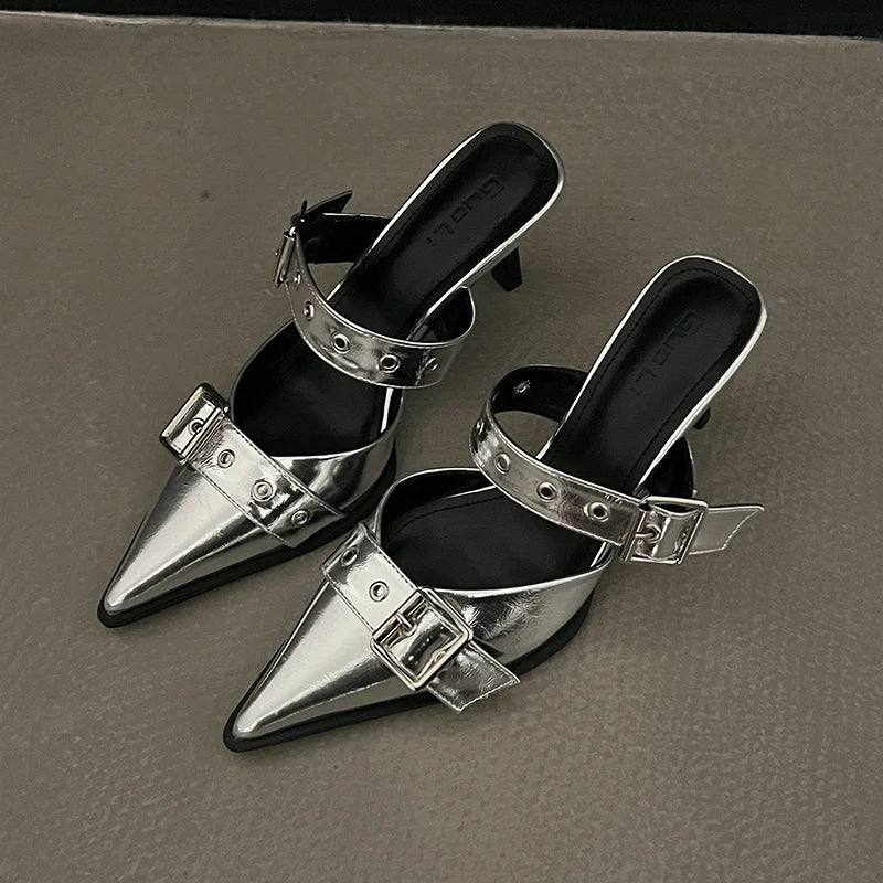 Metal Buckle High Heels