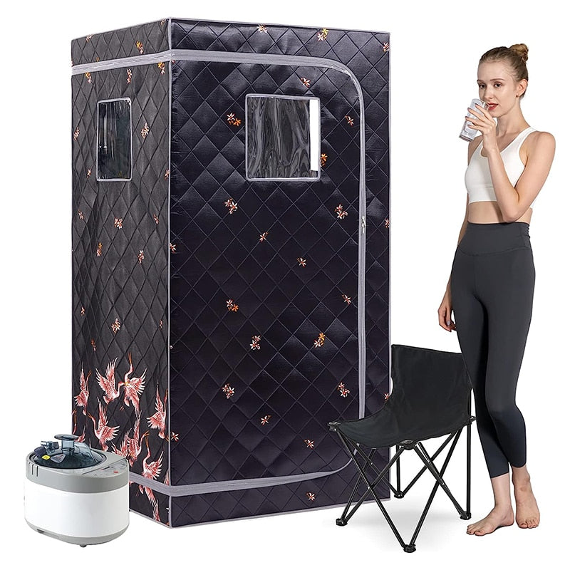 Full Body Home Steam Sauna Set 4L Large Steam Pot One Person Sauna Spa with Time Temperature Remote Control Detox Therapy