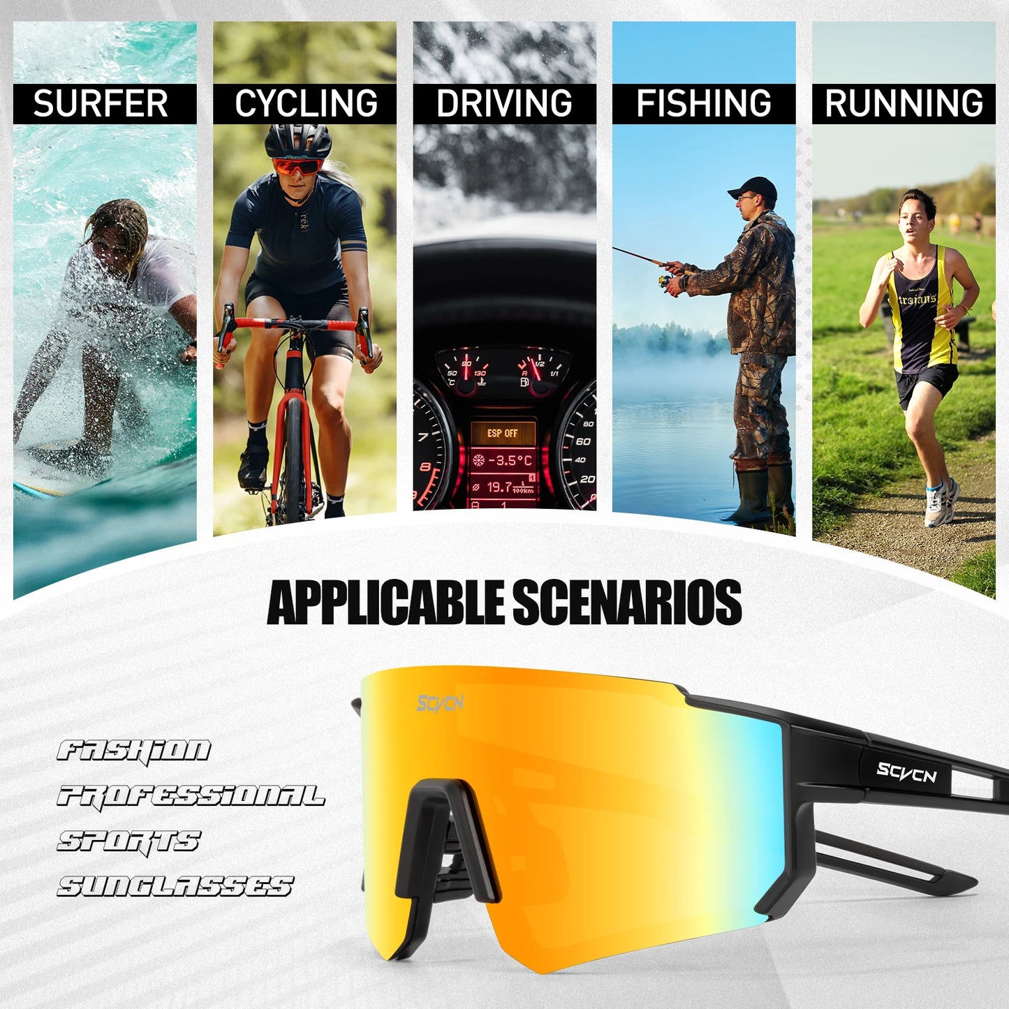 SCVCN Fashion Street Sunglasses for Men and Women Sport Y2K Cycling