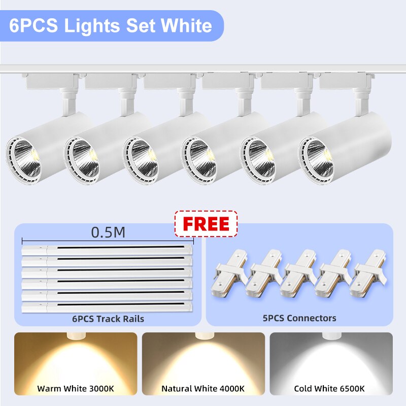 LED Track Light Set Rail Spot Led Light Spotlight Ceiling Lamp Rail Lighting Ceiling Spots Fixture Track Home Living Room Store