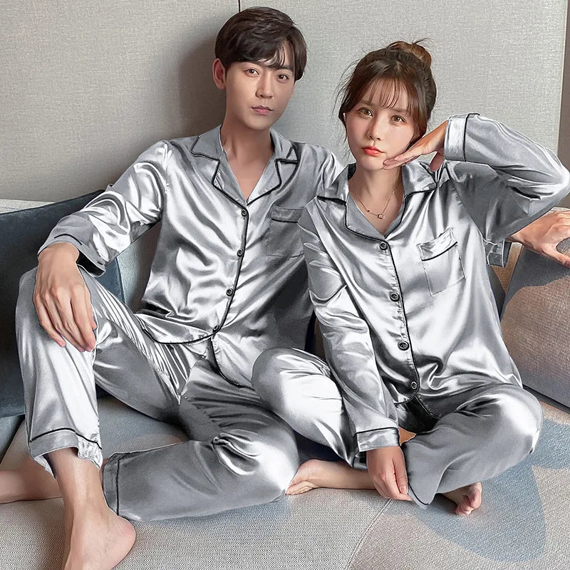 Couple Pajama Sets For Mens Pyjama Loungewear Long Sleeve Sleep