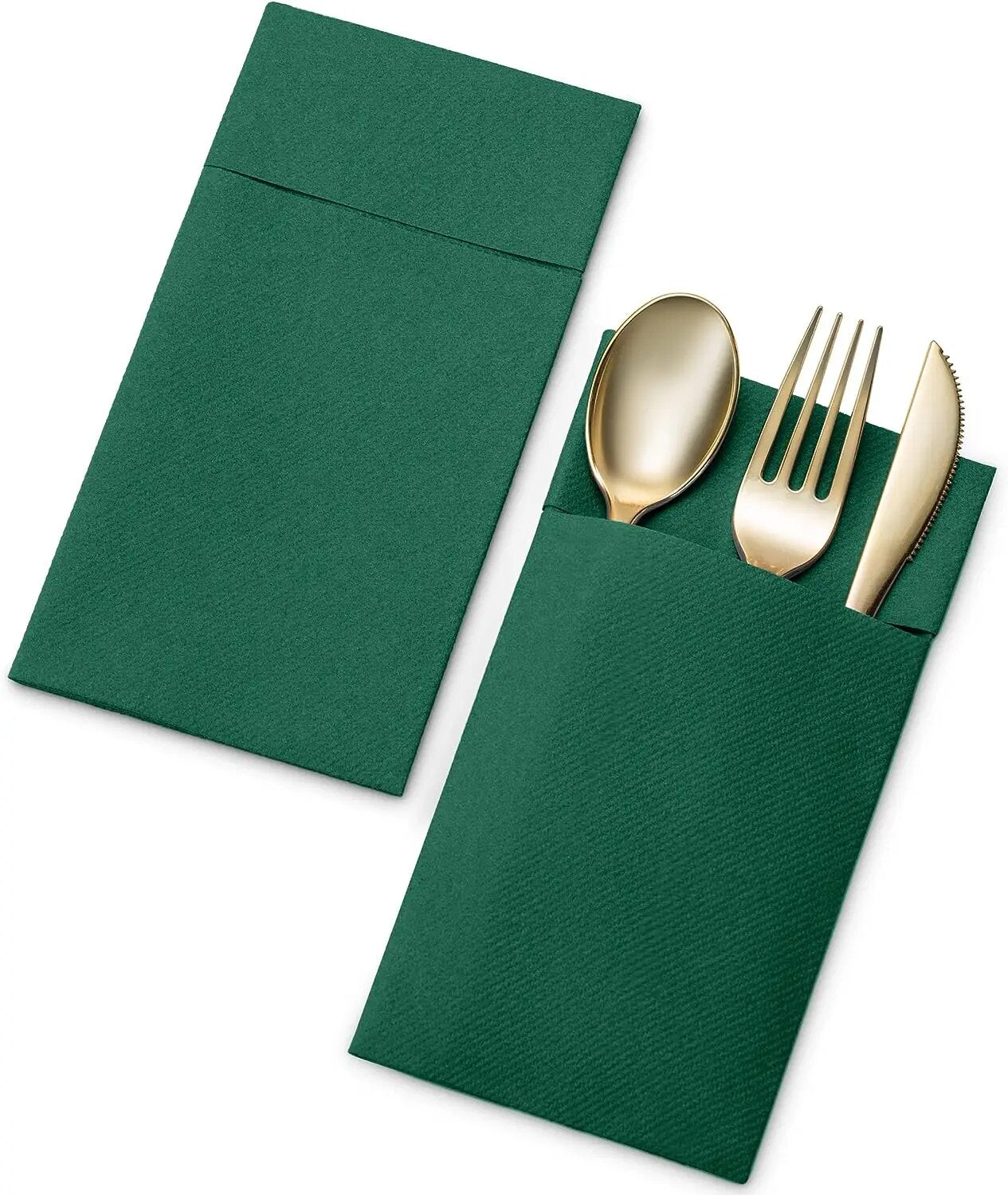 50PCS Disposable Linen-Feel Dinner Napkins with Built-in Flatware Pocket ,Prefolded Cloth Like Paper Napkins For Wedding Party