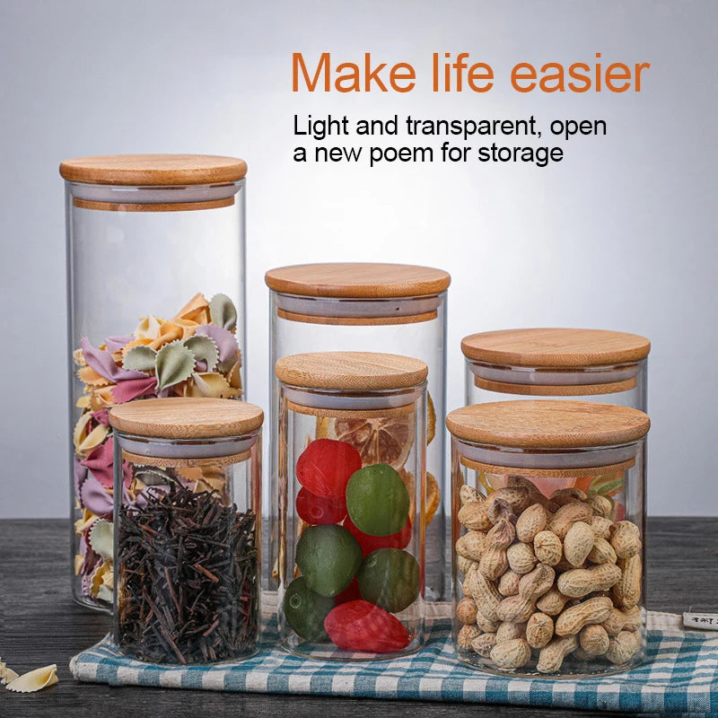 Airtight Glass Jars Container with Bamboo Lid