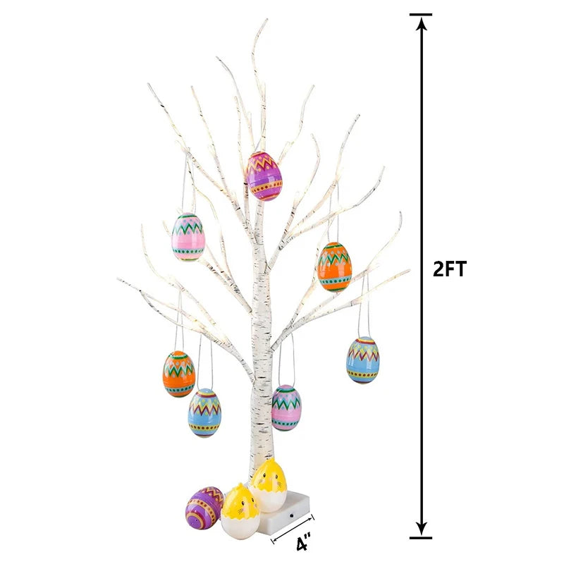 1set Easter Twinkling Tree Bonsai Birch Tree Easter Decorations Easter Carrot Egg Hanging Birch Tree for Easter Party Decor