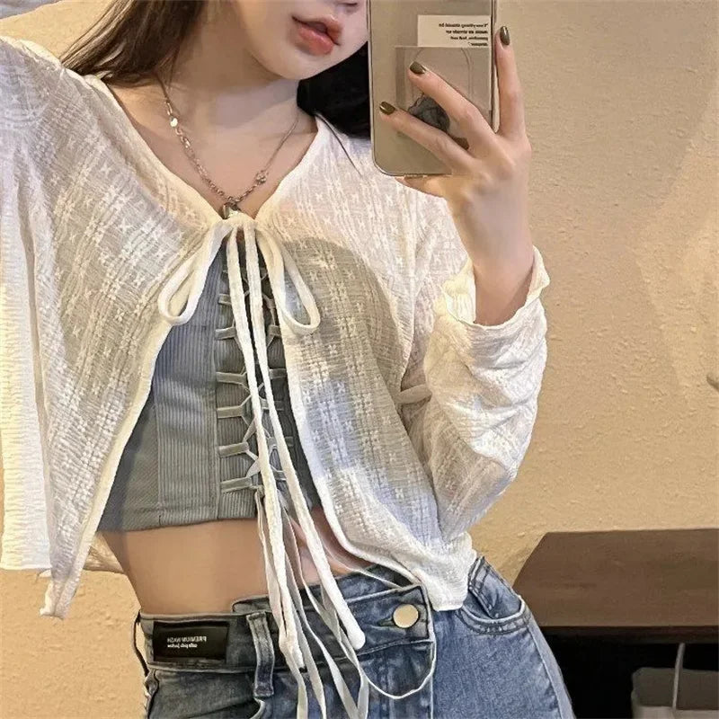 Woman T-shirt Summer Thin Bow Solid Color