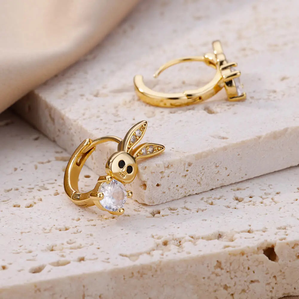 Stainless Steel Rabbit Butterfly Earrings for Women Gold Color