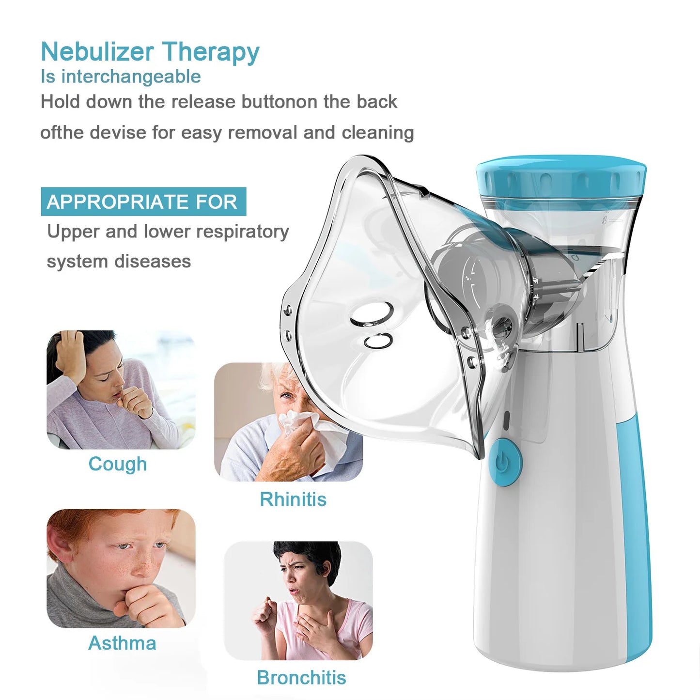 Atomizer Health Care Products Fingertip Pulse Blood Oxygen Portable Nebulizer Mesh Nebulizer Handheld Medical Asthma Inhaler