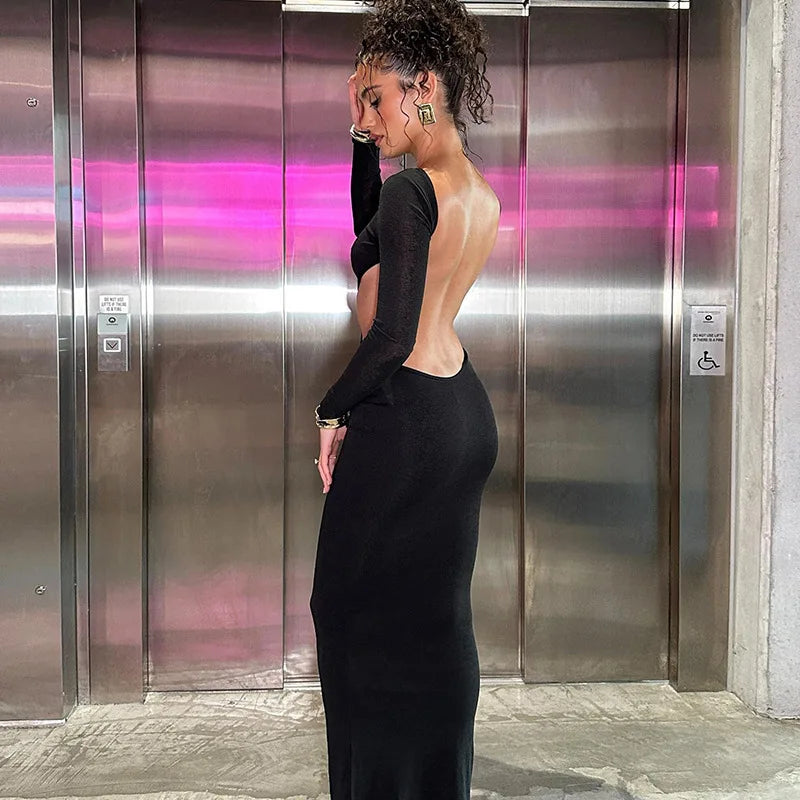 Cut Out Long Sleeveless Backless Maxi Dress