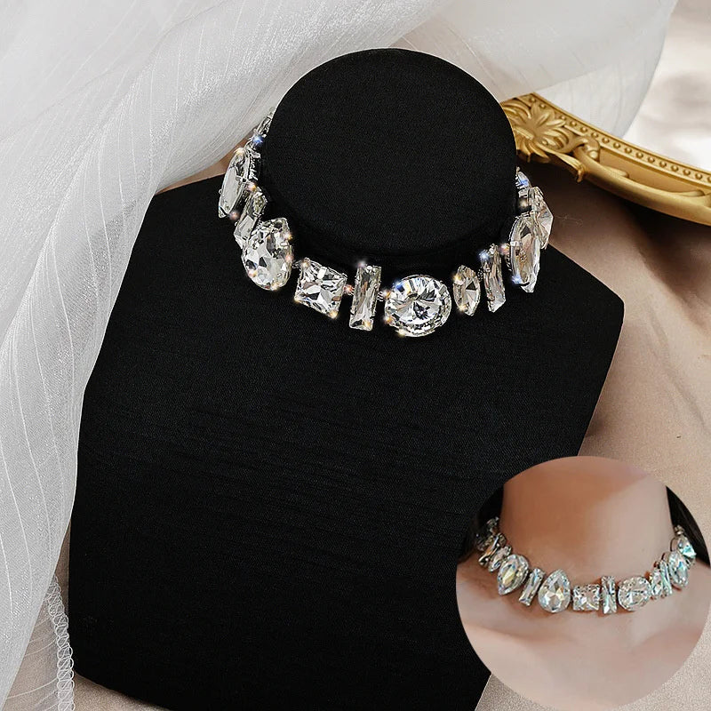 FYUAN Geometric Crystal Choker Necklaces for Women