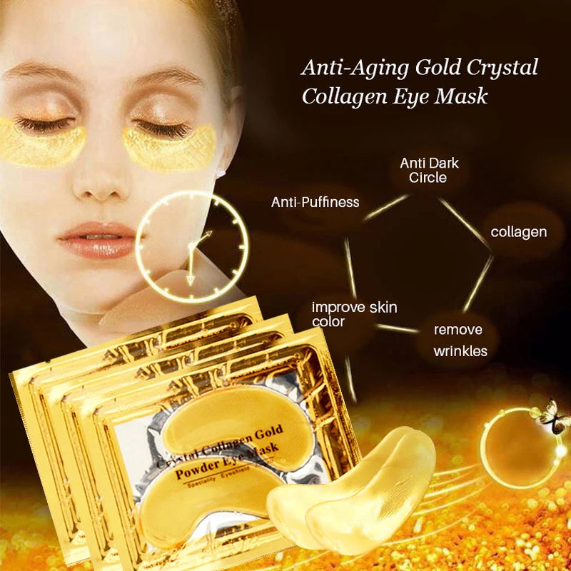 InniCare 50/60/80/100 Pcs Crystal Collagen Gold Eye Mask Dark Circles Acne