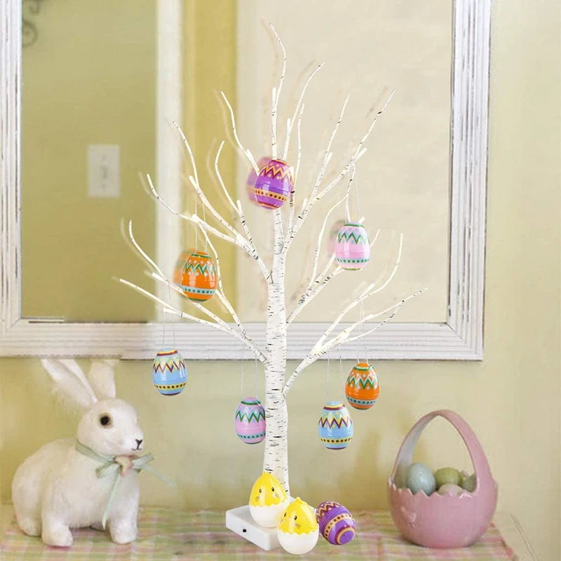 1set Easter Twinkling Tree Bonsai Birch Tree Easter Decorations Easter Carrot Egg Hanging Birch Tree for Easter Party Decor