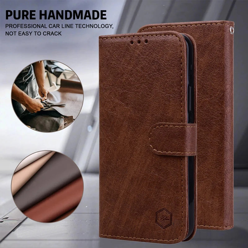 iPhone Solid Color Wallet Case  Magnetic Flip Leather Funda