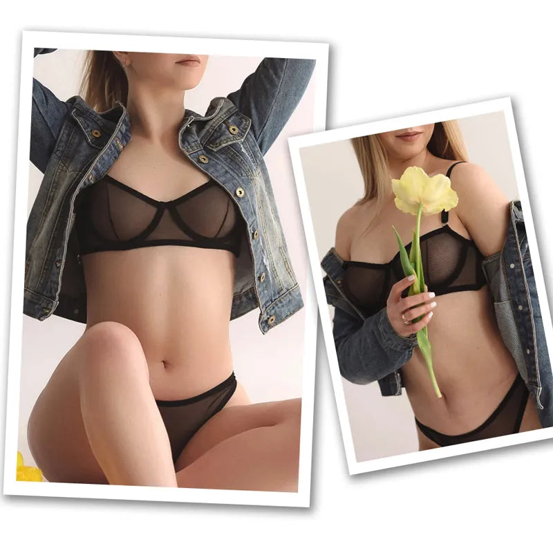 Transparent Seamless Bra Set Women Lingerie Sexy