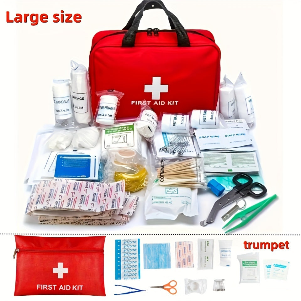 Comprehensive 27pc/173pc First Aid Kit - Compact & Portable Emergency Set for Outdoor Adventures, Camping, Hiking - Essential Safety Supplies Included