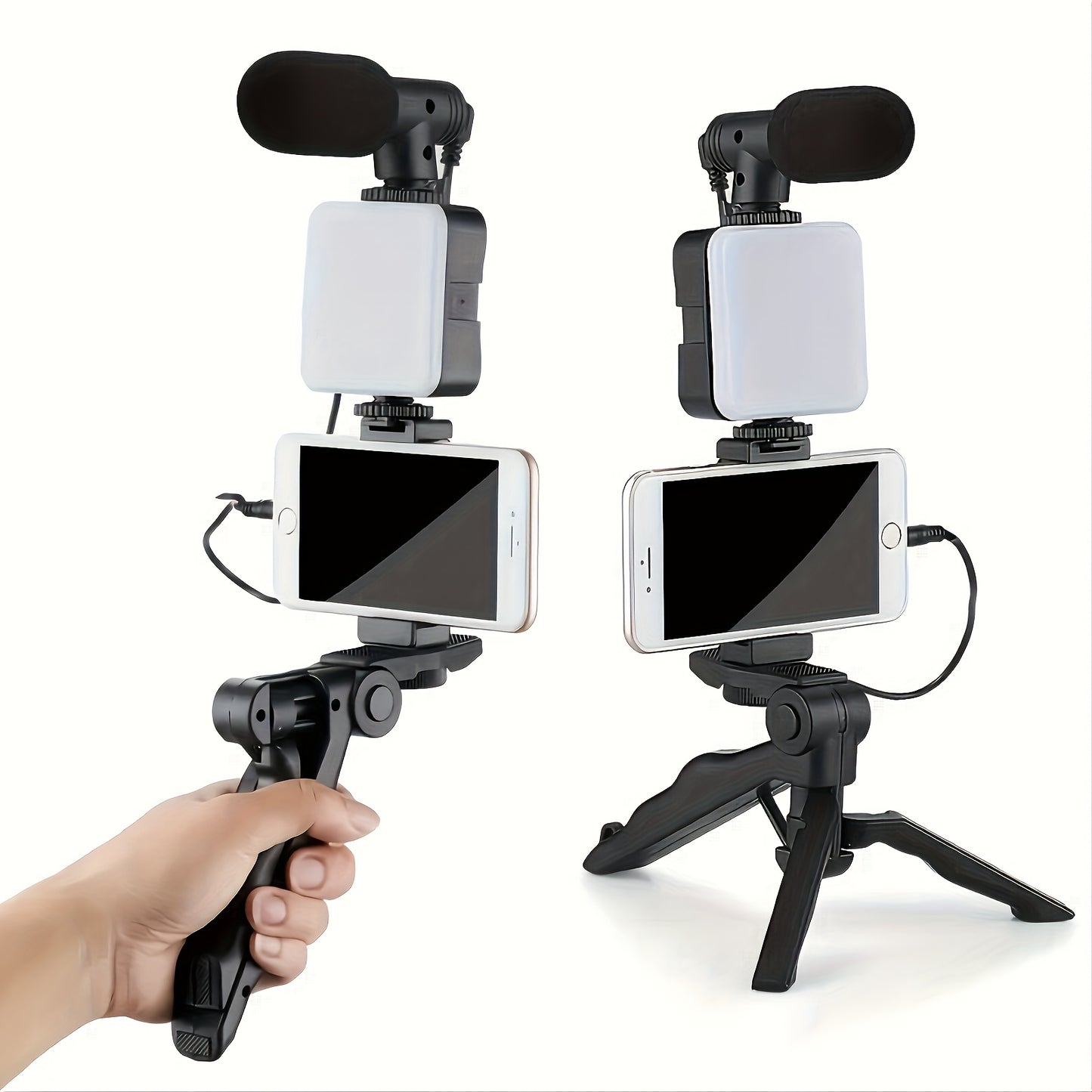 Five-in-one Mobile Phone Stand Stabilizer With LED Fill Light, Suitable For Handheld Selfie, Outdoor Activities, Interviews, Day And Night Fill Light, Rotating Lightweight Portable Tripod