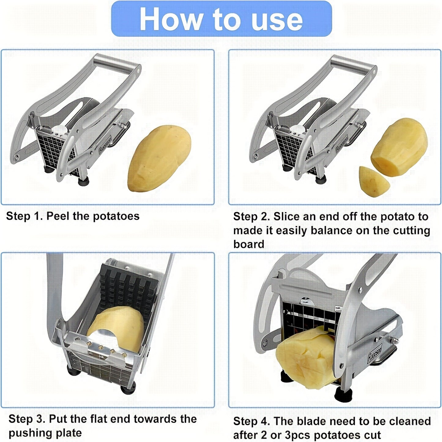 1pc, Stainless Steel Fruit Cutter, Vegetable Cutter, French Fry Cutter, Potato Slicer,