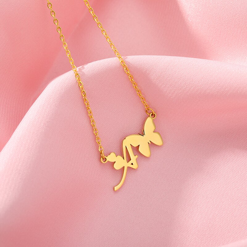 Butterfly letter necklace